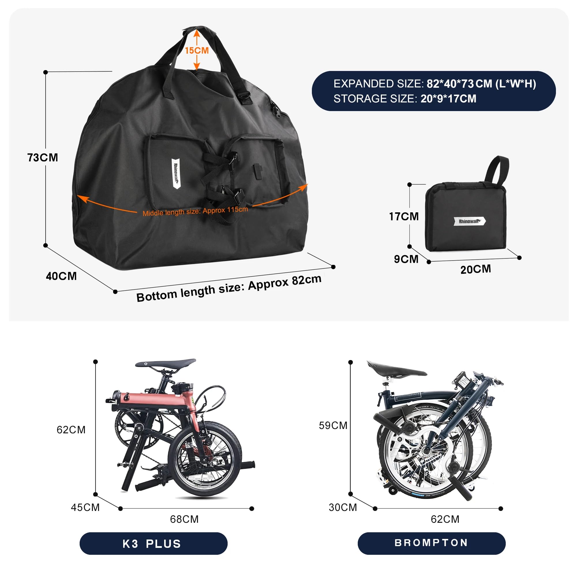BAIGIO Borsa per Bicicletta Pieghevole da 20 Pollici Impermeabile Sacchetto di Trasporto della Bici Pieghevole Borsone da Viaggio per Ciclismo Viaggio Treno Aereo