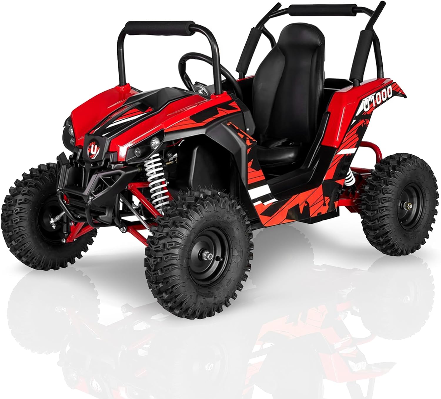 MOSTA UTV 1000W 48V Electric Go Kart, Large Steel Frame Gokart, Full Suspension, Adjusting Speed, Electric Four Wheeler with Parental Lock, Off-Road Tire (Red)