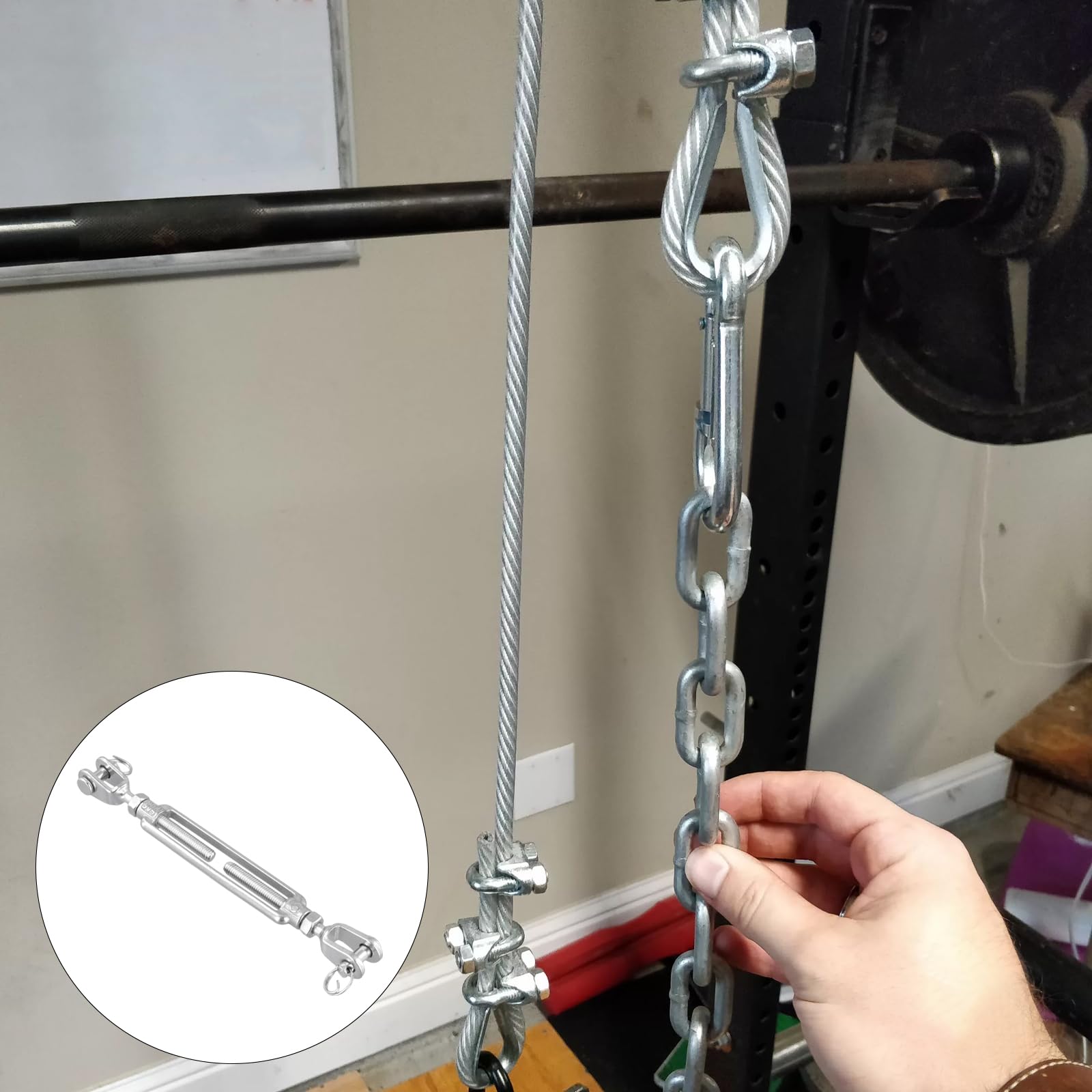 6 tenditori M6 da 1/4 di pollice in acciaio inossidabile, limite di carico di lavoro di 725,7 kg, tenditori a mascella e mascella per trattore, tensione fune metallica, tenda parasole