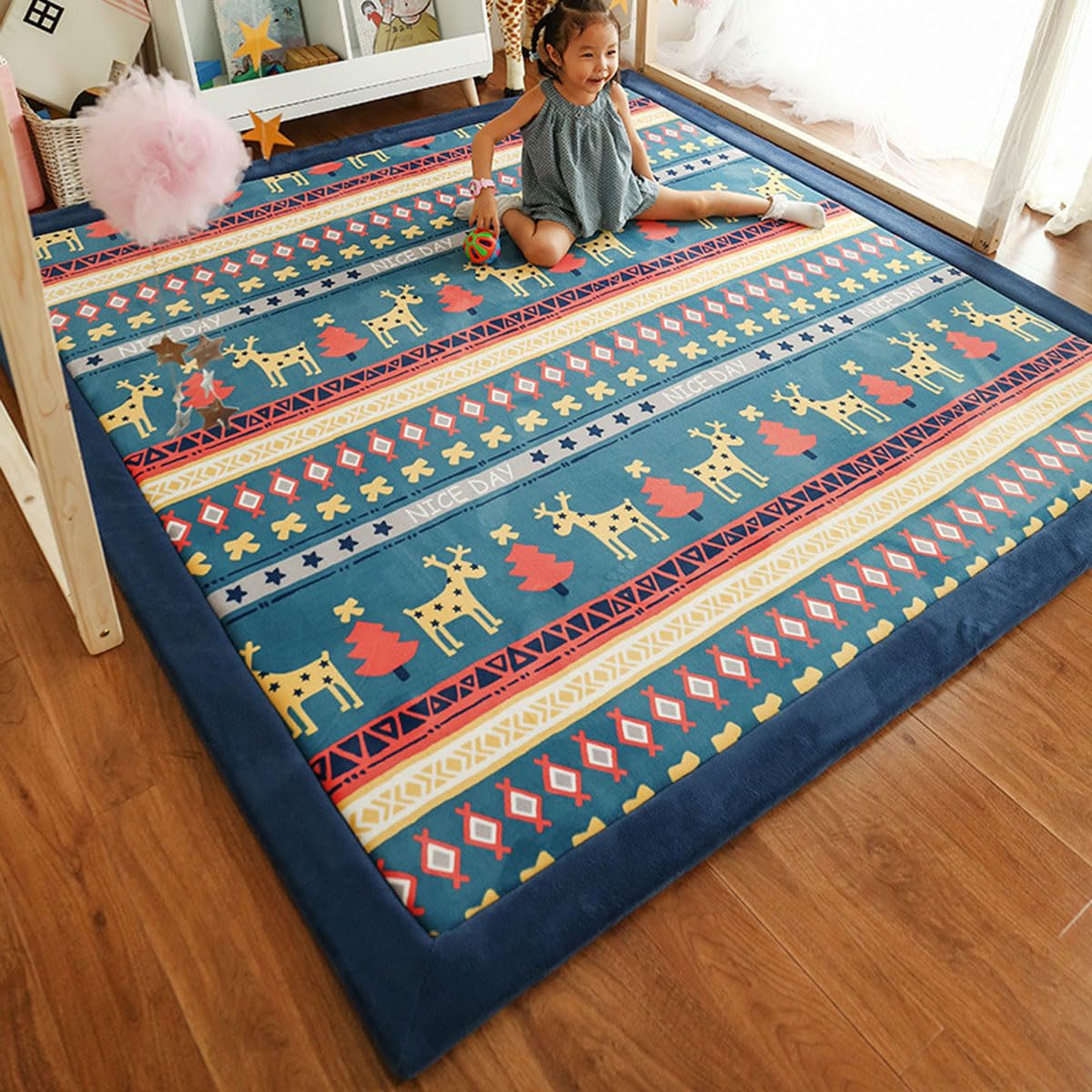Single tree forest 2.5cm Thick Kids Carpet, Large Area Rug-Elk-120 * 120cm