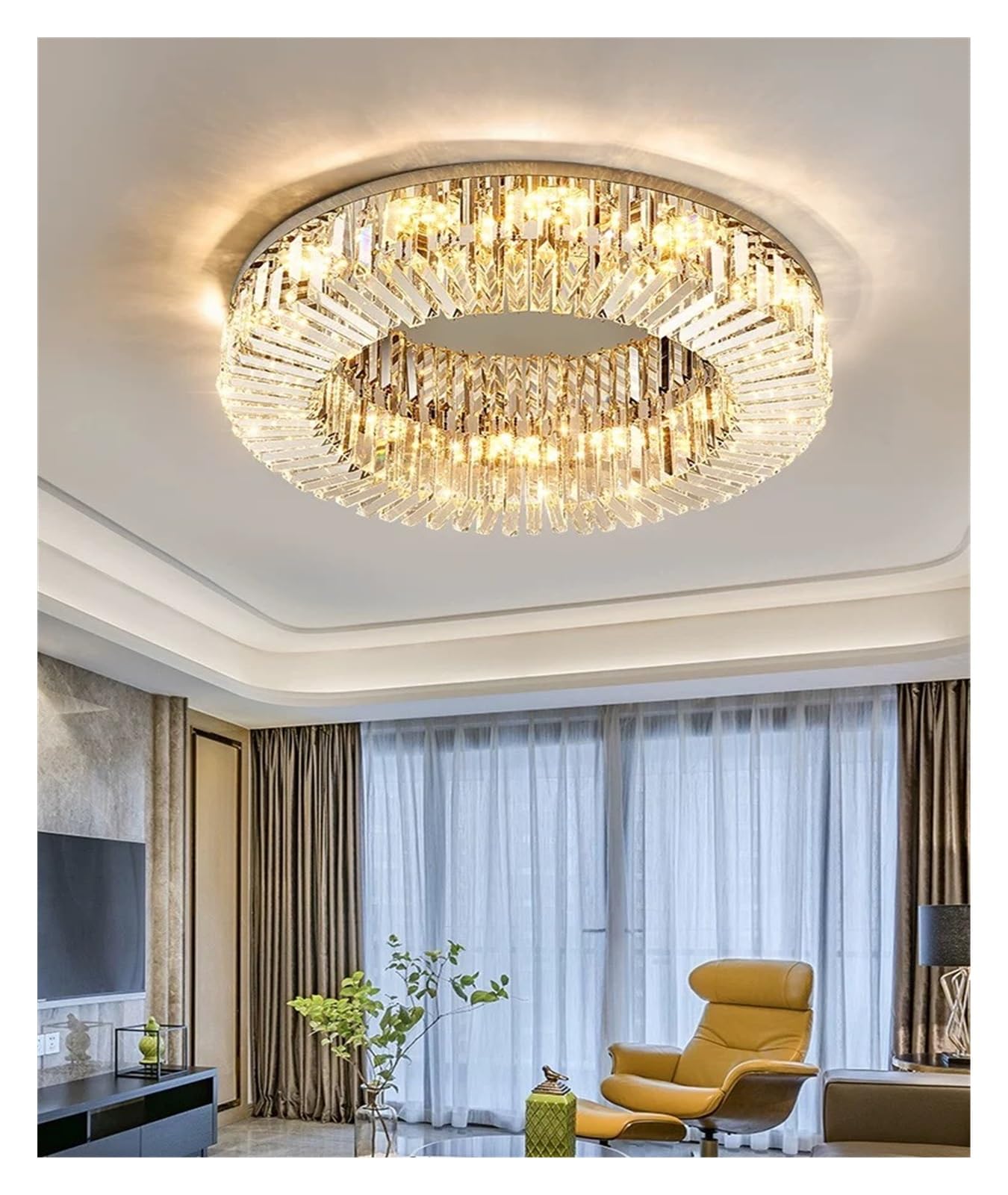 Lustre en cristal LED moderne plafonnier doré style nordique