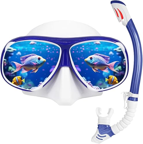 Miniatura 8 de Equipo de esnórquel miopía, juego de esnórquel seco de miopía para jóvenes adultos, máscara de buceo antivaho miopía y esnórquel de silicona con