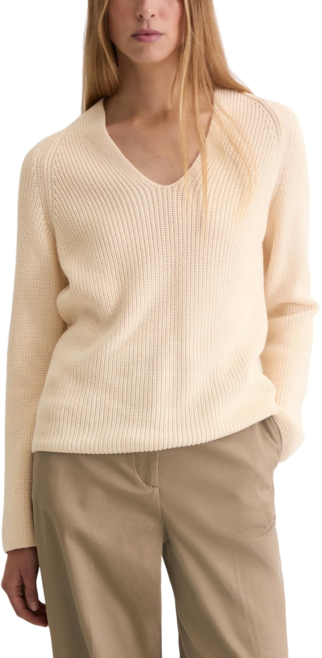 Marc OߴPolo Damen Strickpullover aus Bio-Baumwolle mit V-Ausschnitt