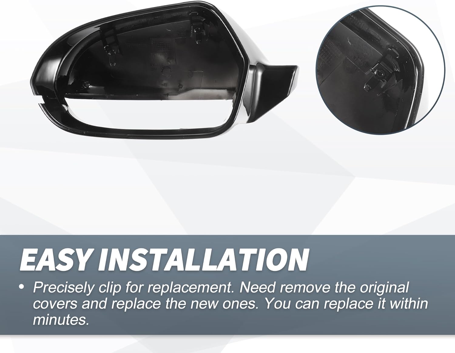 X AUTOHAUX Pair Car Rear View Driver Passenger Side Mirror Cover Cap Replacement Gloss Black for Audi A6 C7 2011-2018 for Audi S6 RS6 C7 Mirror Guard Covers Exterior Decoration Trims