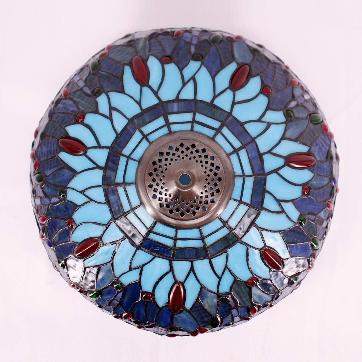 WERFACTORY Tiffany Lamp Shade Replacement 16X8 Inch Sea Blue Stained Glass Dragonfly Style Lampshade Only with Cap fit for Table lamp Pendant Light Ceiling Fixture (Part Not Included) S004 Series