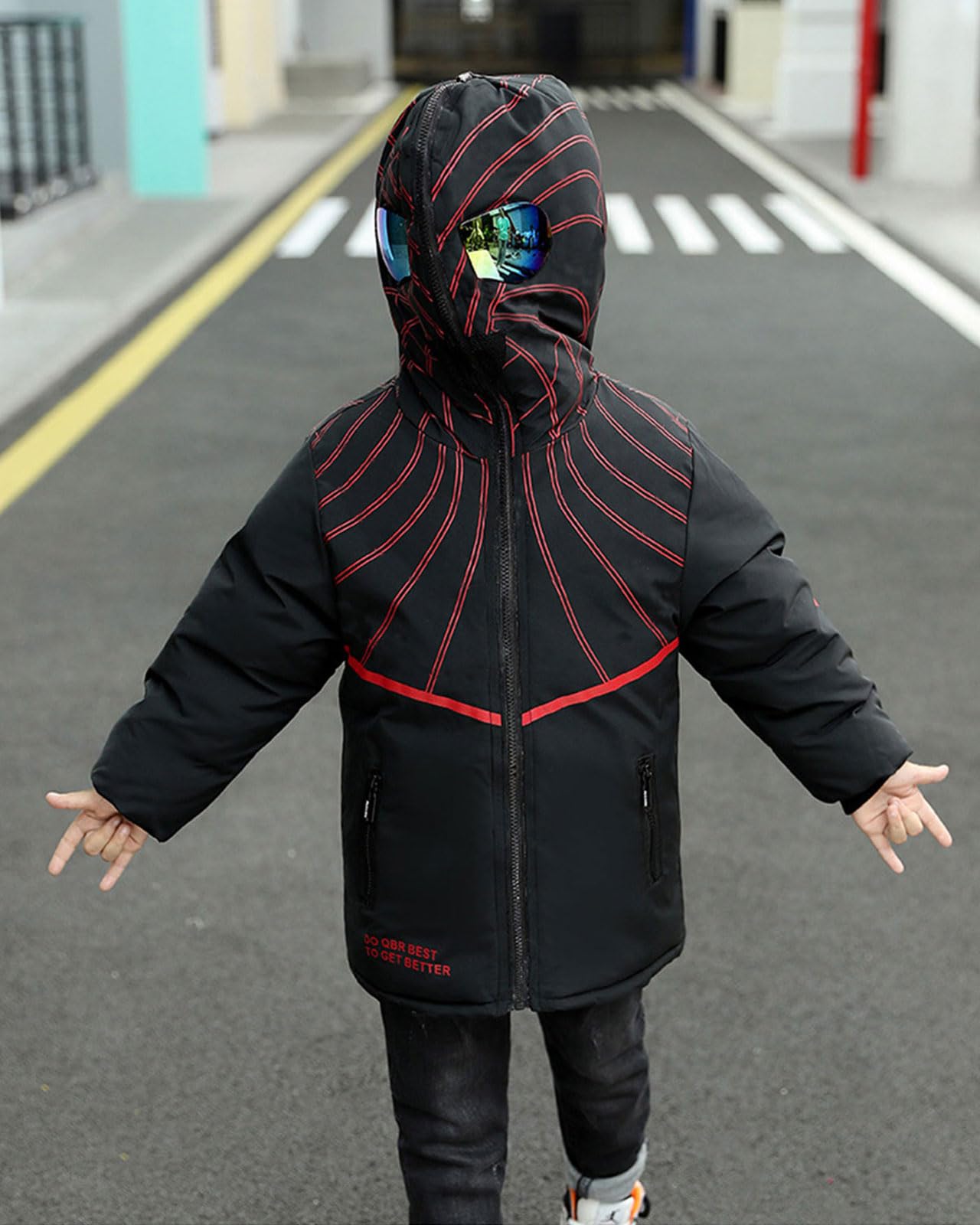 Manteau Hiver Garçon Coupe-Vent Capuche pour Enfant Veste Chaude