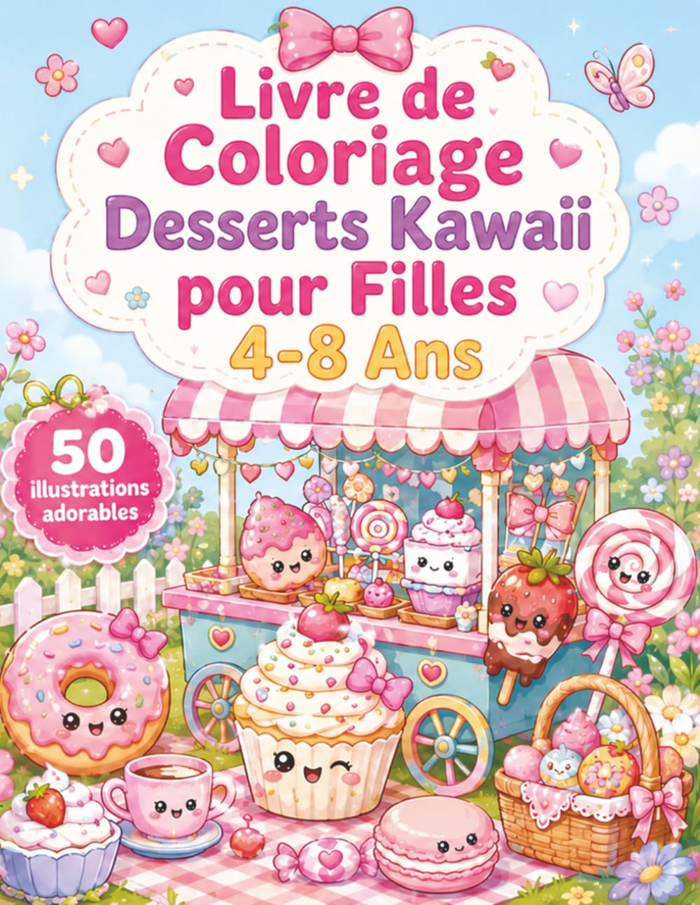 Livre de Coloriage Desserts Kawaii pour Filles 4-8 Ans: Moments détente avec sucreries adorables, salons de thé et décors cocooning