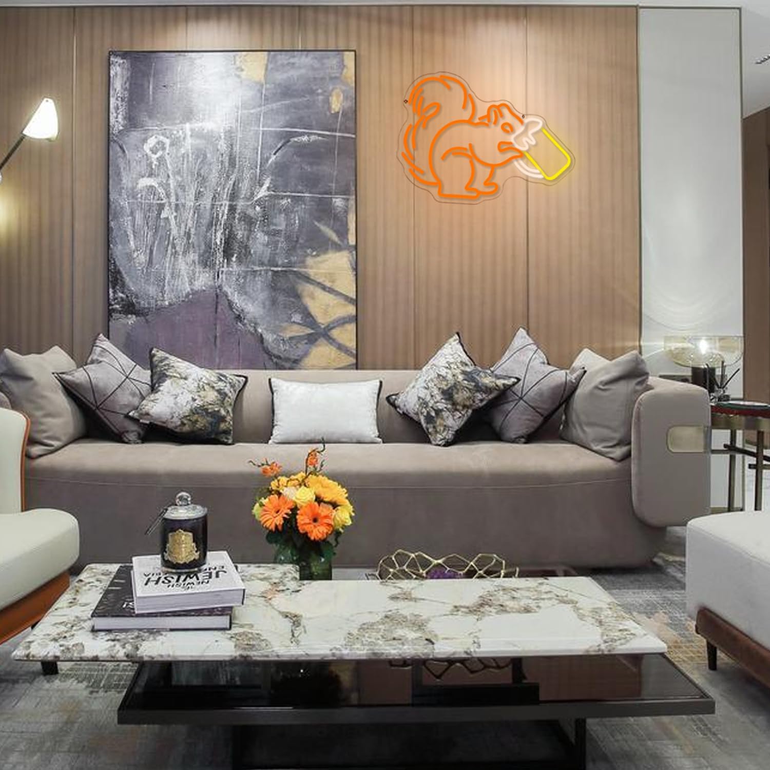 Squirrel Beer Neon Sign for Wall Decor Bar Neon Light Orange Squirrel Drinking Wine Led Light Animal LED Sign Dimmable LED Neon Light for Bar Bedroom Kidsroom Business Game Room - Image 7