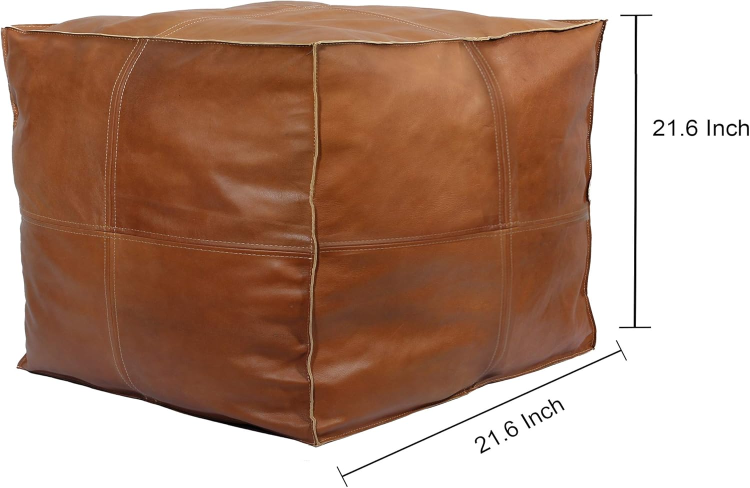 🔥 Cаѕhbасk uр tо 70% WISHDESTINY Moroccan Square Leather Pouf Handmade - Comfortable Ottoman & Footrest, Home Gifts, Wedding Gifts, Un-Stuffed- Natural Brow