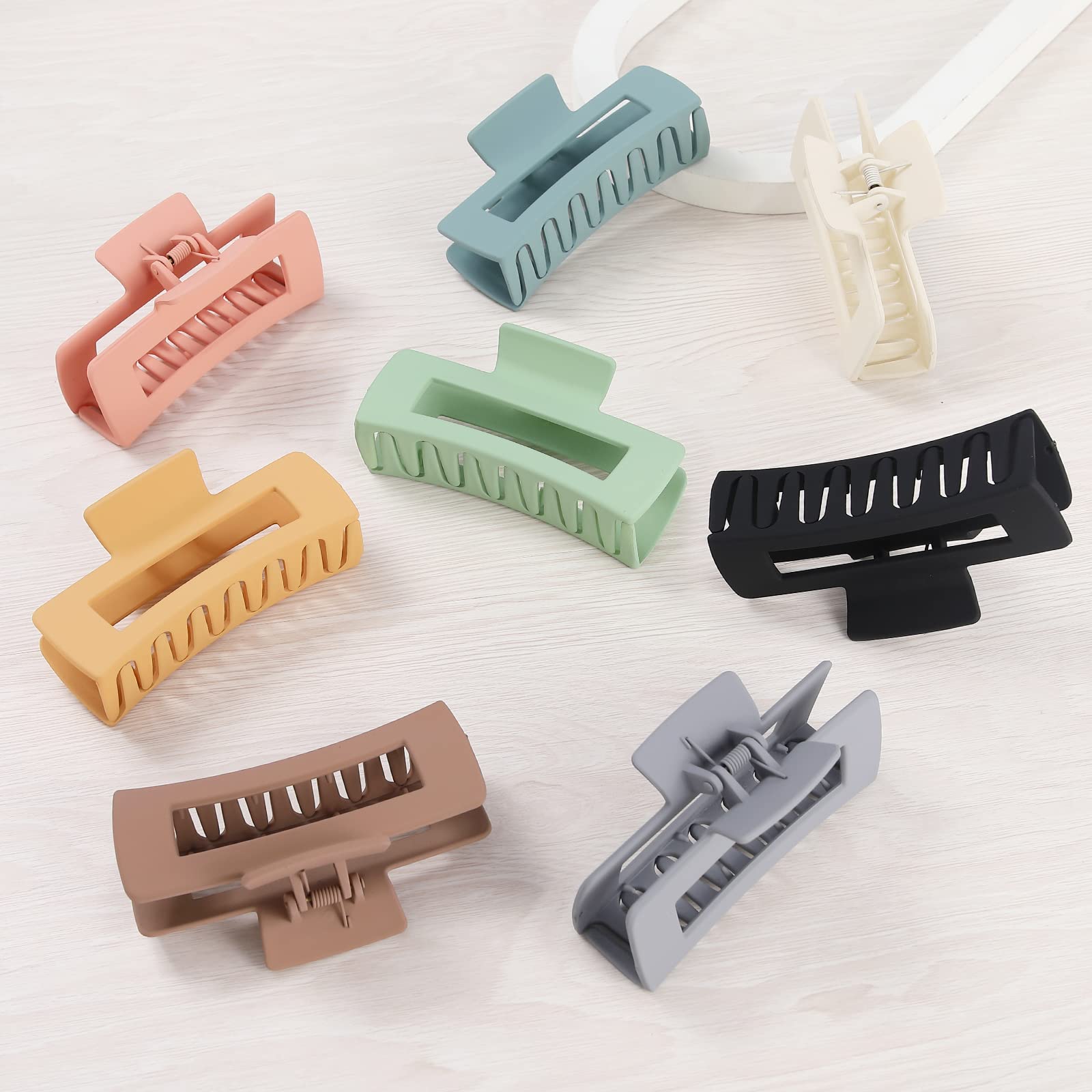 Mollette grandi per capelli da 10 cm, 8 fermagli rettangolari per capelli grandi, per capelli spessi e rettangolari, in acrilico, accessori per capelli per donne e ragazze (colore chiaro)