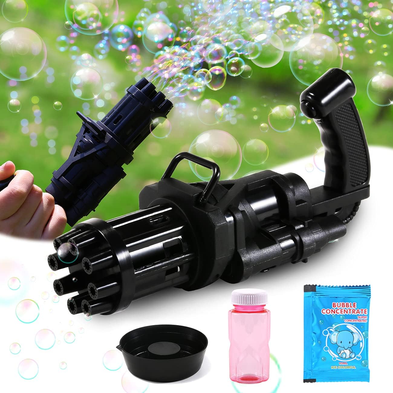 MARIDA Gatling Bubble Machine 2021 Cool Toys & Gift for Kids, Gatling Bubble Gun for Toddlers, Automatic Gatling Bubble Machine Gun, Newly Outdoor Bubble Toys for Boys and Girls(Black)