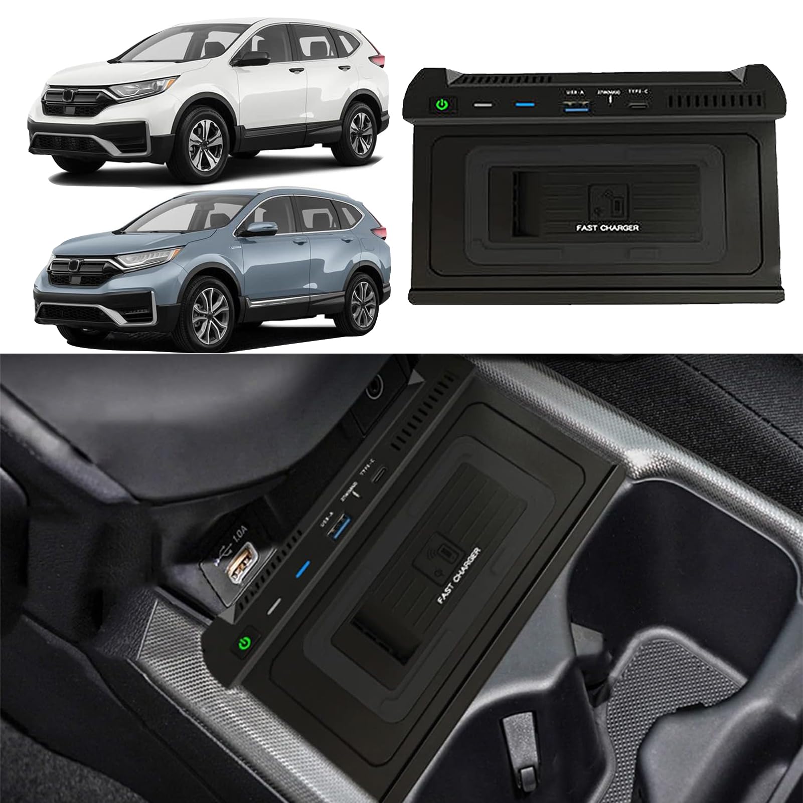 Car QI Wireless Charger 15w Fast Phone Charger Charging Pad Panel Phone Holder for Honda CRV 2022 2021, Gift for Hon-da Owners