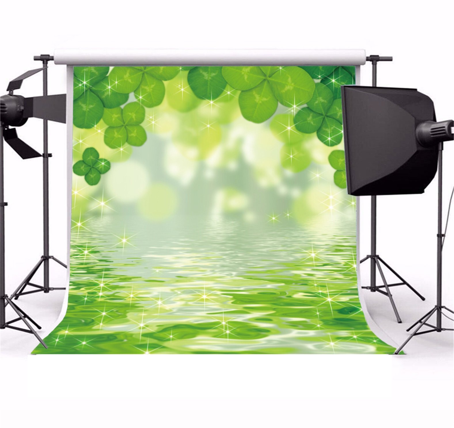 St Patrick's Day Photo Backdrop 7x5ft - Lucky Clover Shamrock Rustic Wood Background For Photography