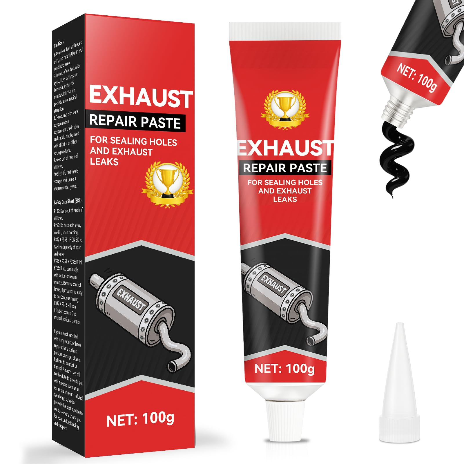 Nayrmaer Auspuff Dichtmasse 100g, Hitzebeständig Auspuff Paste, Auspuffreparaturpaste für Autoschalldämpfer, Endrohre, Katalysatoren usw.