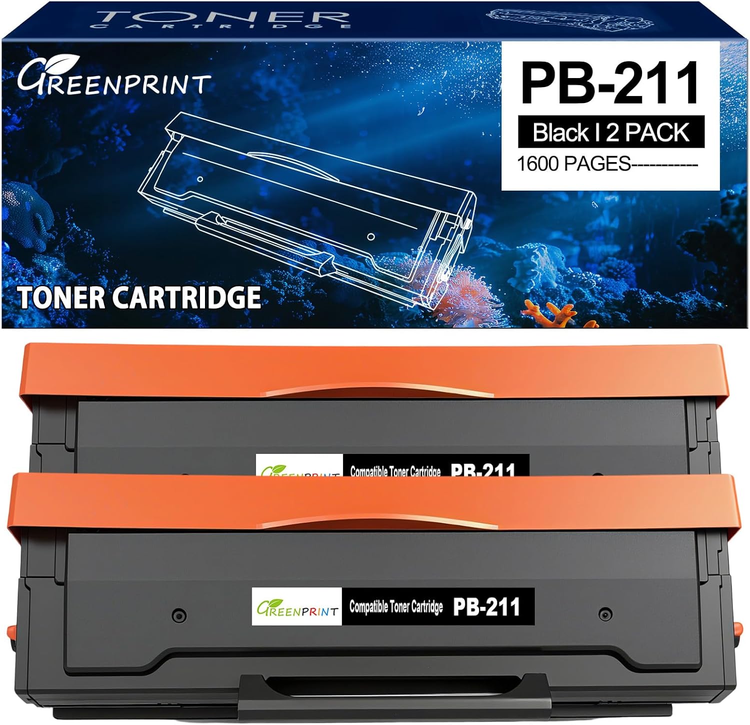 PB-211 PB-210E Compatible Toner Cartridges 1600 Pages 2 Blacks for M6552NW M6602NW M6500NW M6550NW M6600NW P2500 P2500W P2502 P2502W P2511W P2516 P2207 Printers Replace PB-211 PB211 PB-210E PB-211EV
