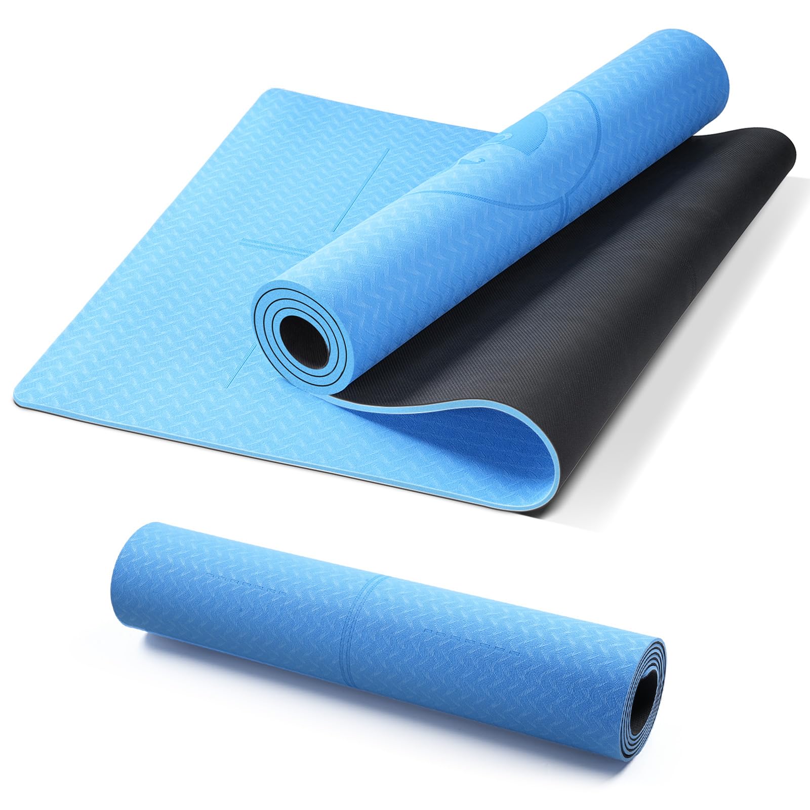 Ellylife Tappetino Yoga,Extra Spesso Yoga Mat, Antiscivolo in Gomma Naturale e Eco TPE con Cinghia,Resistente agli Strappi, per Yoga, Pilates e Fitness a Casa