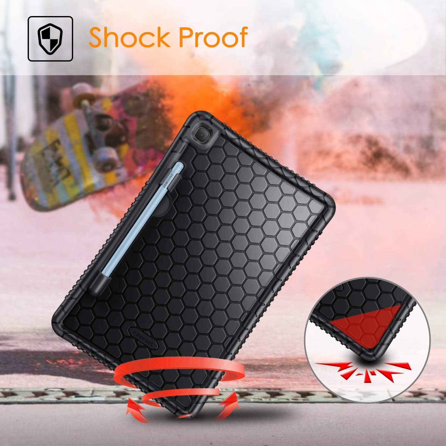 Fintie Silicone Case for Samsung Galaxy Tab S6 Lite 10.4 Inch 2022/2020 Model (SM-P610/P613/P615/P619), Honey Comb Series Kids Friendly Light Weight Shock Proof Protective Cover, Black