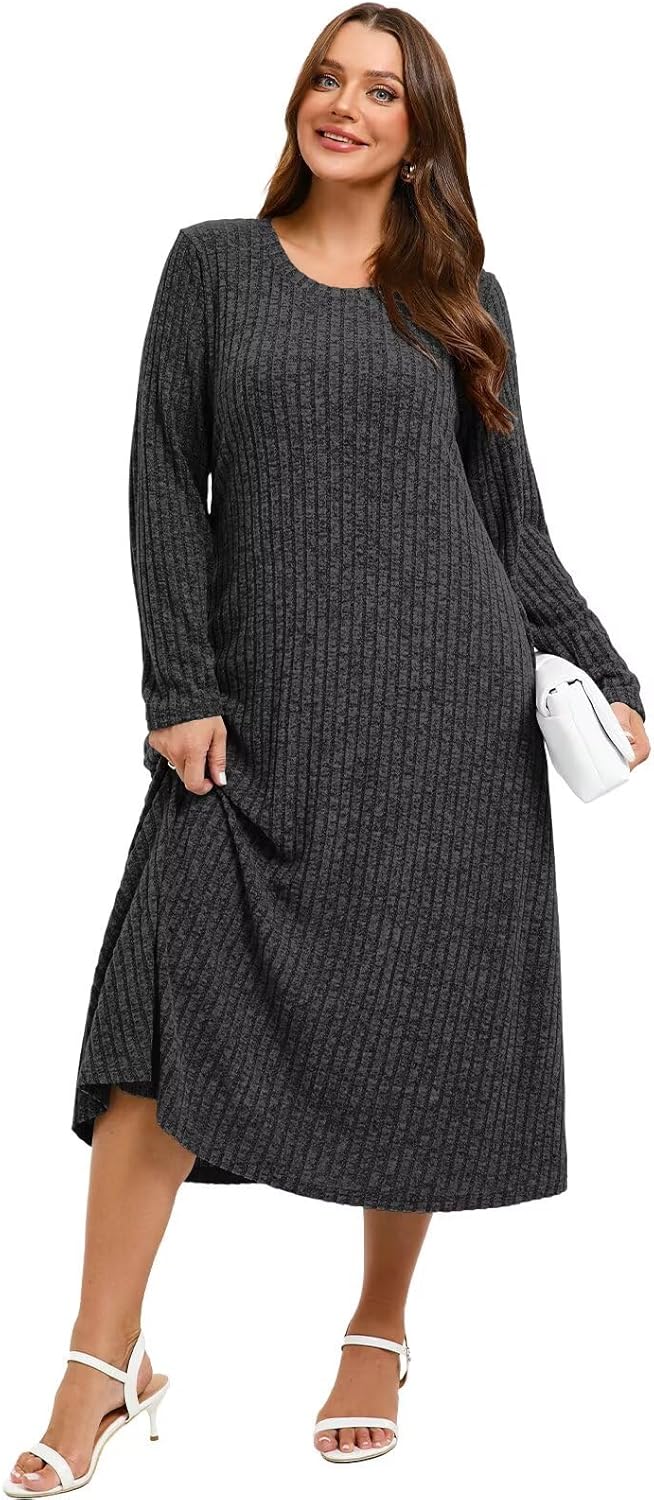 BELAROI Womens Plus Size Sweater Dress Long Maxi Fall Winter Dresses - Image 2
