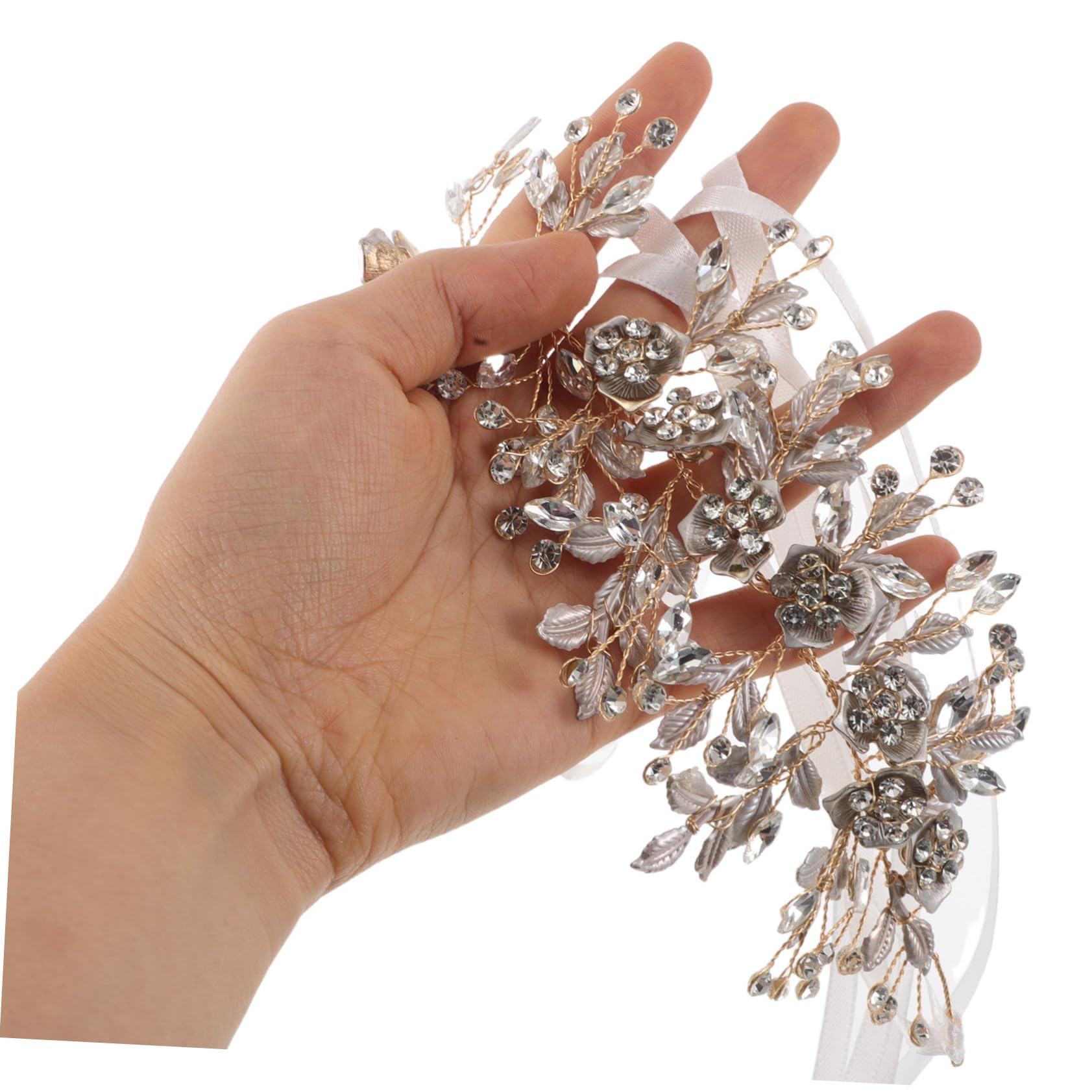 Fascia Capelli Sposa Decorazione Floreale in Lega Luminosa Pettine Robusto per Acconciature Raccolte per Sposa e Damigelle