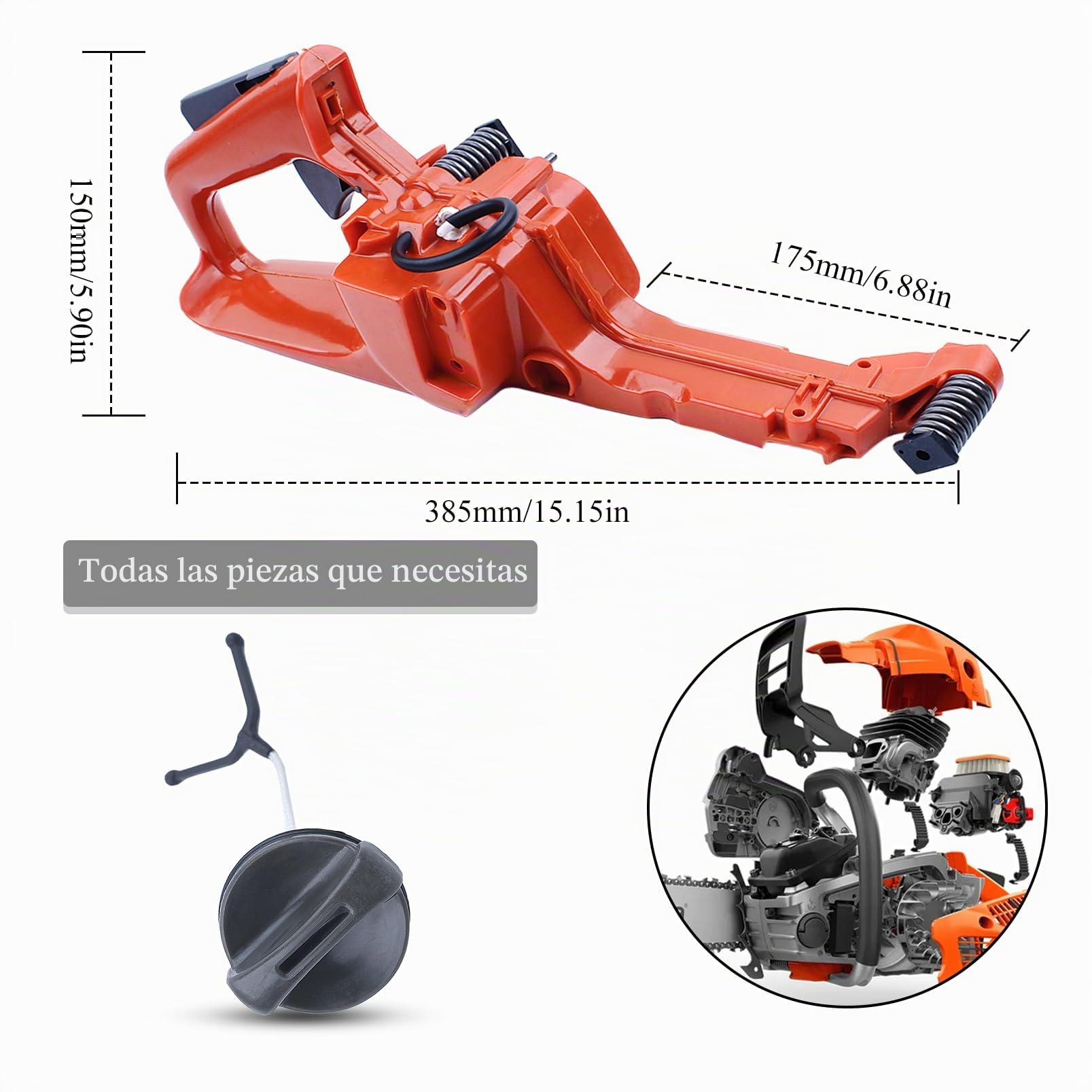 Conjunto de manija del tanque de combustible y combustible para Husqvarna 340 345 346XP 350 353 motosierra 503863771,503863703