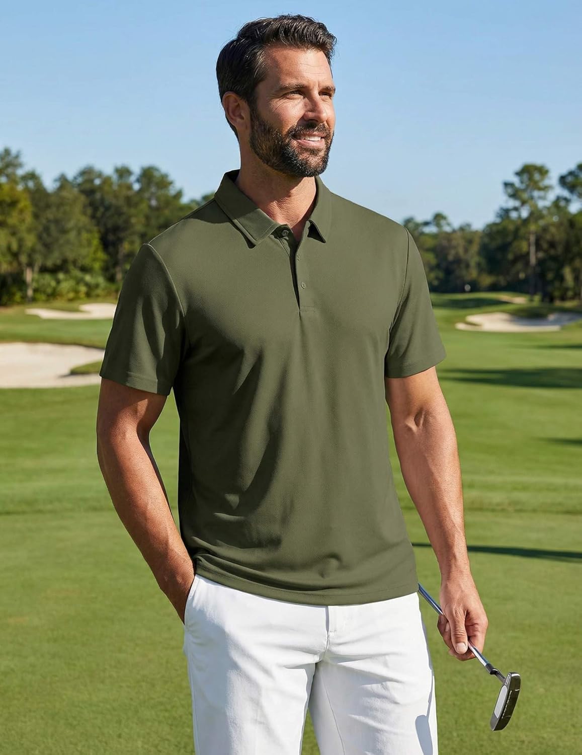 COOFANDY Mens Polo Shirts Short Sleeve Golf Shirt UPF50+ Moisture Wicking Quick Dry Collared Performance Polo Shirts for Men - Image 2