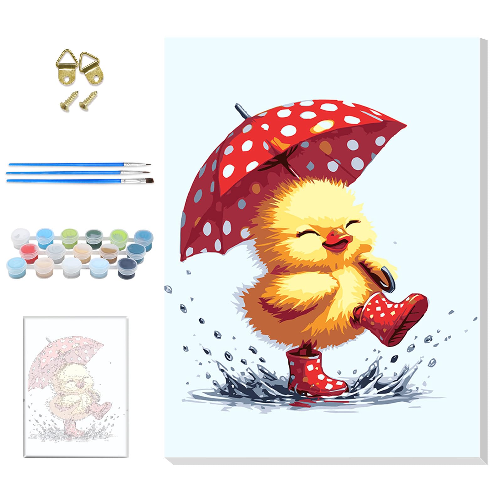 GHHKUD Duck Paint by Number Kits for Adults with Framed Canvas, Animal Easy Adult Paint by Numbers Canvas Kits for Beginner, Oil Acrylic Arts and Crafts for Home Wall Decor 8x12inch