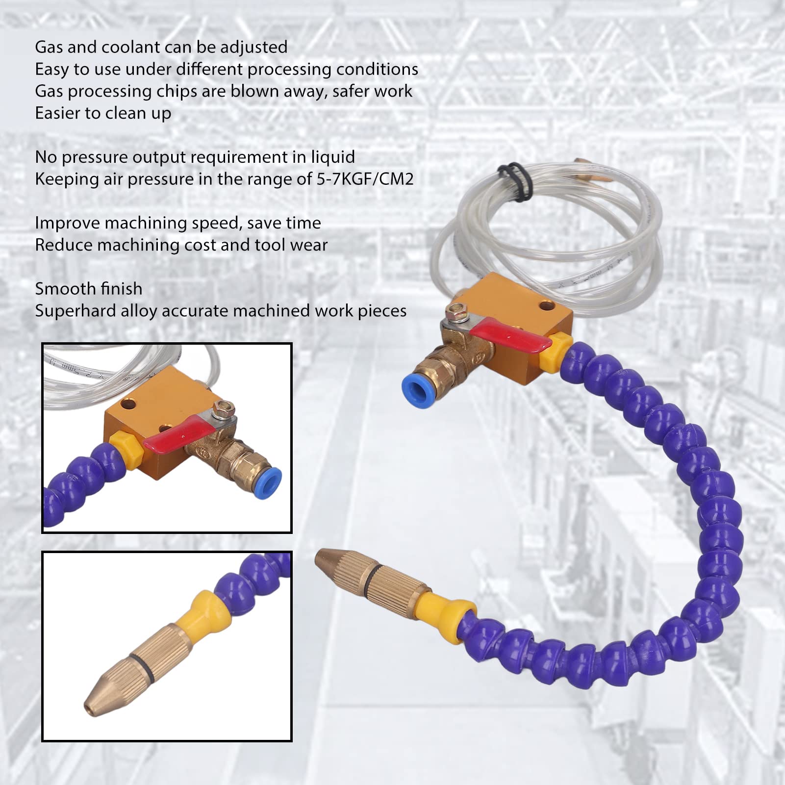 Respicefinem Mist Coolant Lubrication Spray System Kit Flexible Adjustable Cooling Solution for CNC Lathe Milling Drill Tools Enhances Precision Cutting Engraving