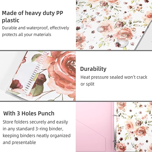 Vista 22 de Ospelelf Carpetas con bolsillos, carpeta de plástico impermeable con dos pestañas de esquina fijas y 2 bolsillos, incluye ranura para tarjetas