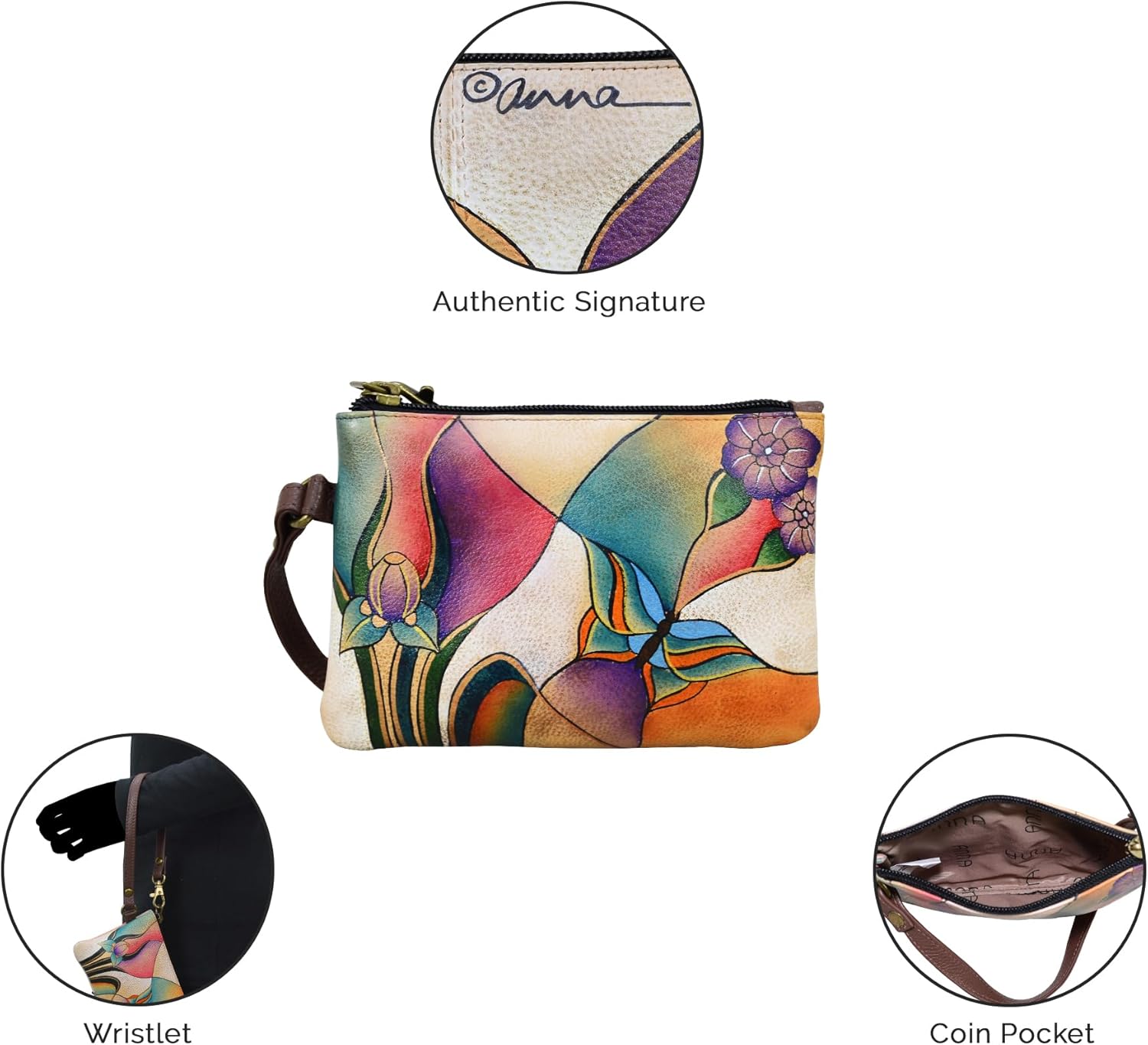 Anna by Anuschka Women's Hand-Painted Genuine Leather Coin Purse - Image 3