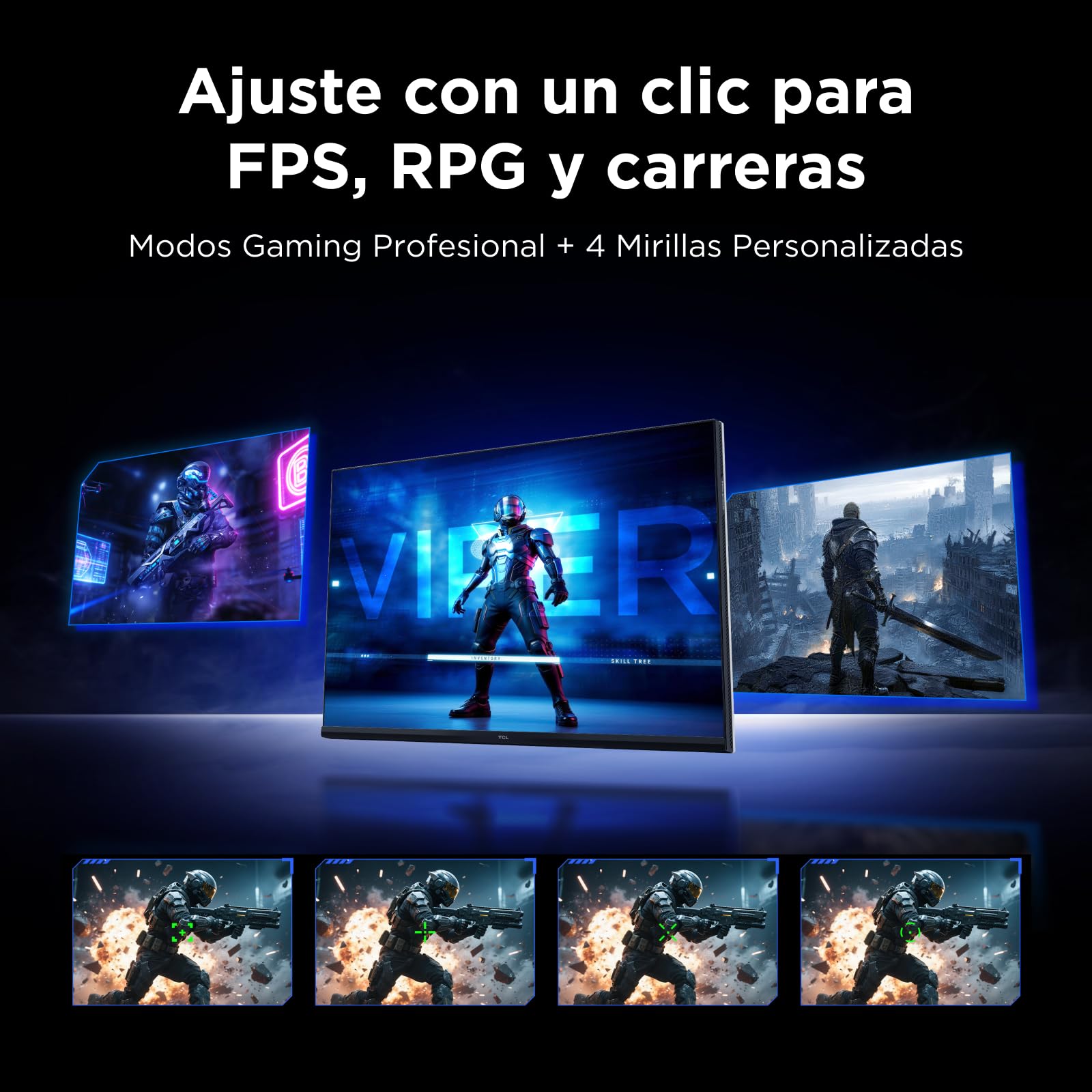 TCL 27G64 Monitor Gaming 27 Pulgadas QD-Mini LED, QHD 2560x1440, 180Hz, Panel Fast-HVA, 600 nits HDR, 1ms, AMD FreeSync Premium, G-Sync Compatible, 97% DCI-P3 — view 12