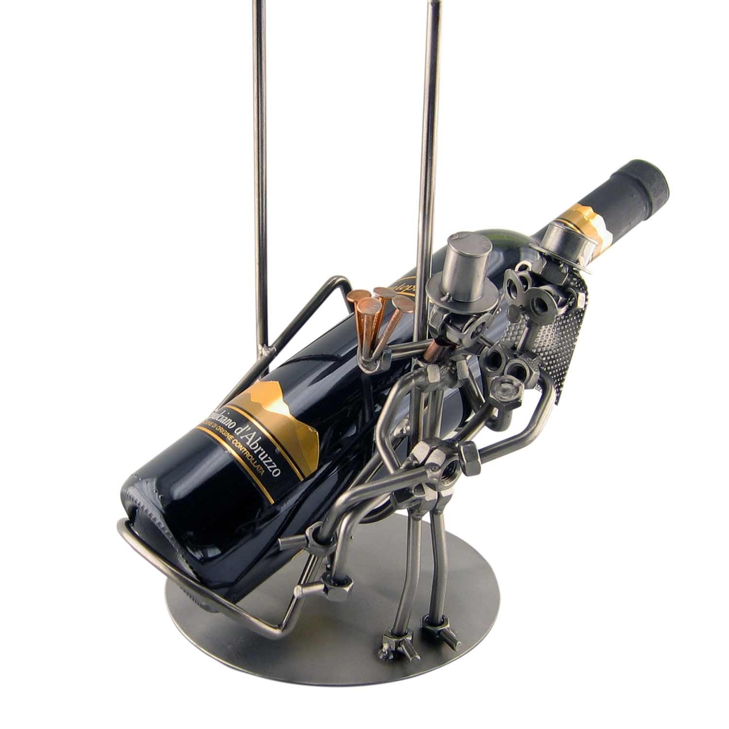 Steelman24 Stojak na wino I Schraubenmännchen para młoda I Made in Germany I ręczne wykonanie I pomysł na prezent I figurka stalowa I metalowa figurka I metalowy ludzik