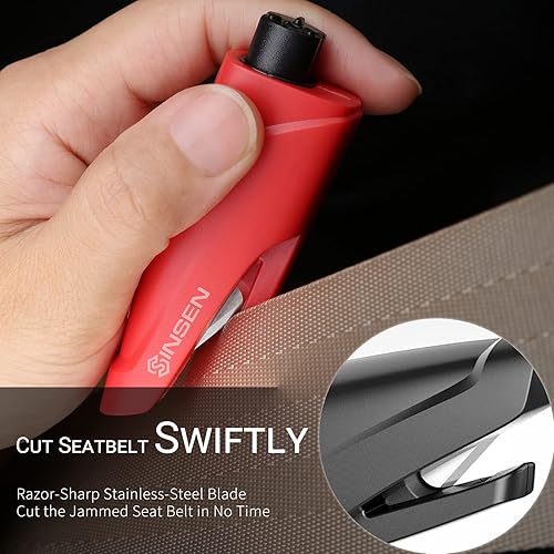 Miniatura 3 de SINSEN Cortador de cinturón de seguridad para romper ventanas, llavero de seguridad de emergencia para automóvil, herramienta de escape de cinturón