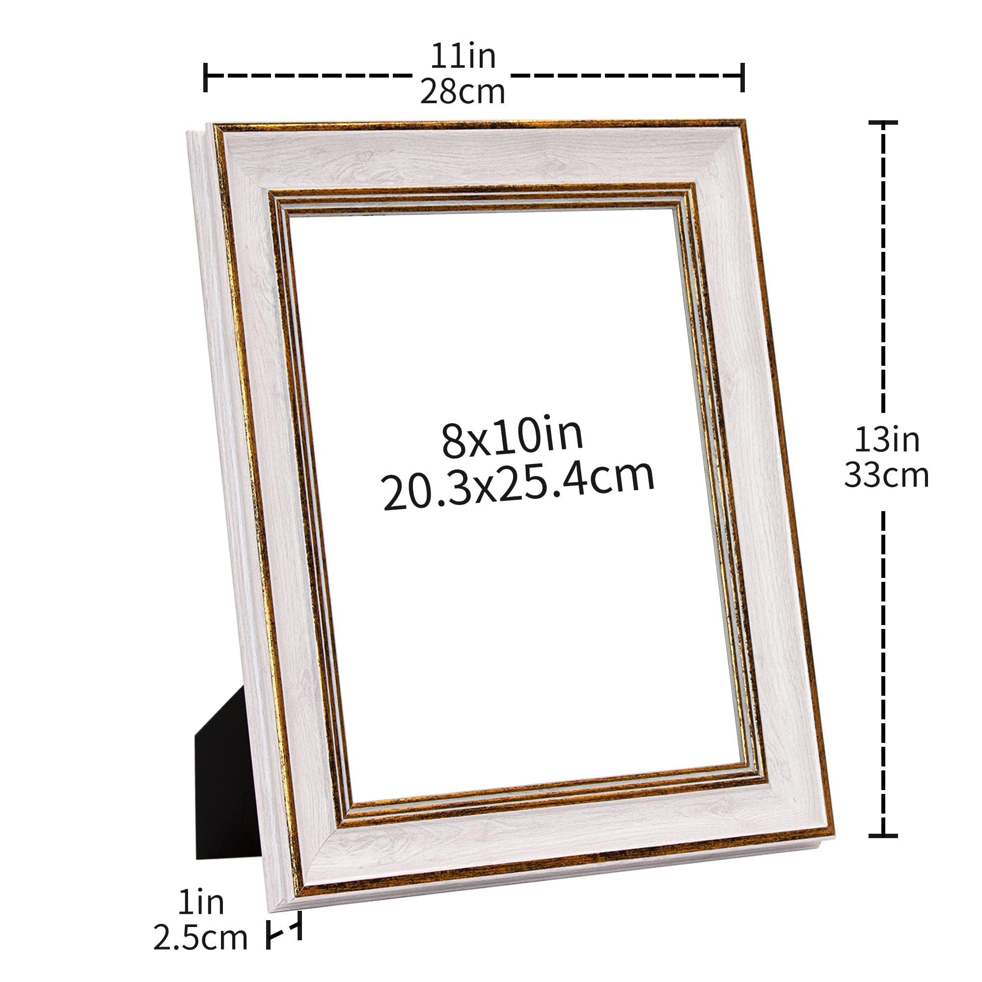 Afuly Vintage 8x10 Picture Frame Set of 2 Antique Photo Frames Retro White and Gold Edge Display Shabby Chic for Gallery Wall Hanging Artworks Unique Father's Day Birthdays Wedding Gifts for Grandma Father