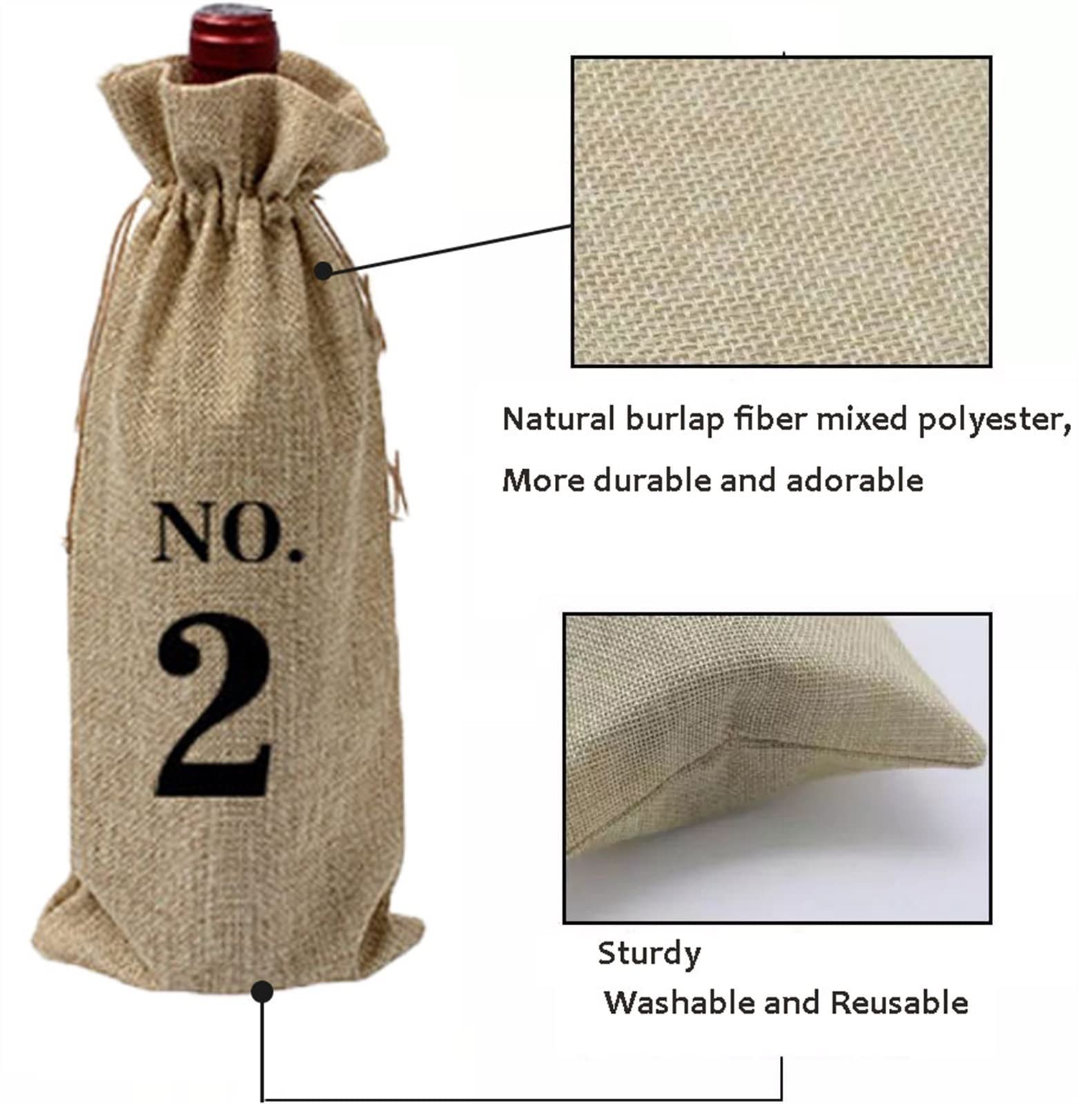 Borsa Portabottiglia In Iuta Per Vino - Regalo Insegnante Con Scritta - Riutilizzabile 34x14 Cm Per Bottiglia 750 Ml - 2