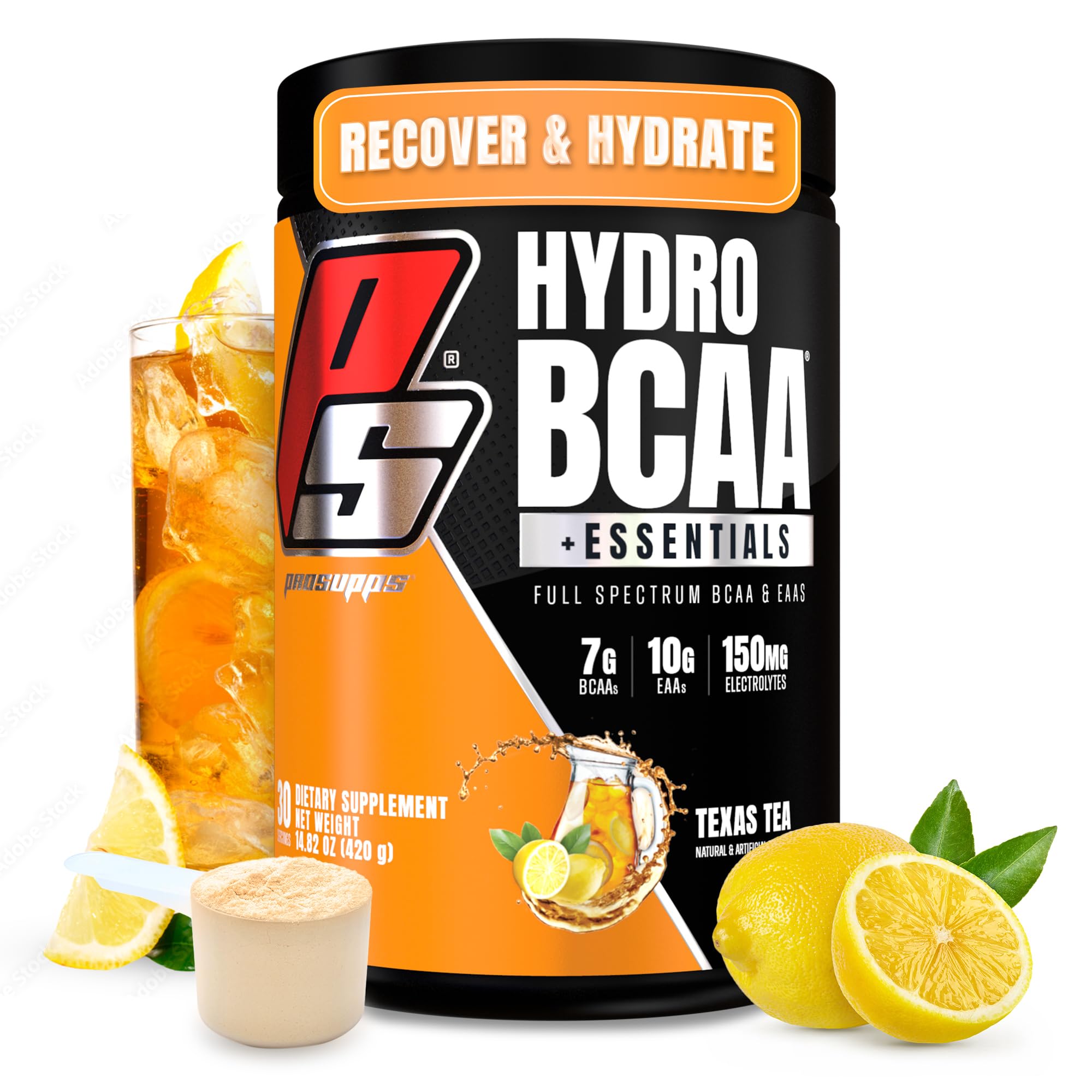 PROSUPPS HydroBCAA Essential Amino Acids Powder, Texas Tea - Workout Supplement with BCAA, EAAs & Electrolytes for Hydration & Recovery - Stimulant-Free, Soy & Gluten-Free - 30 Servings