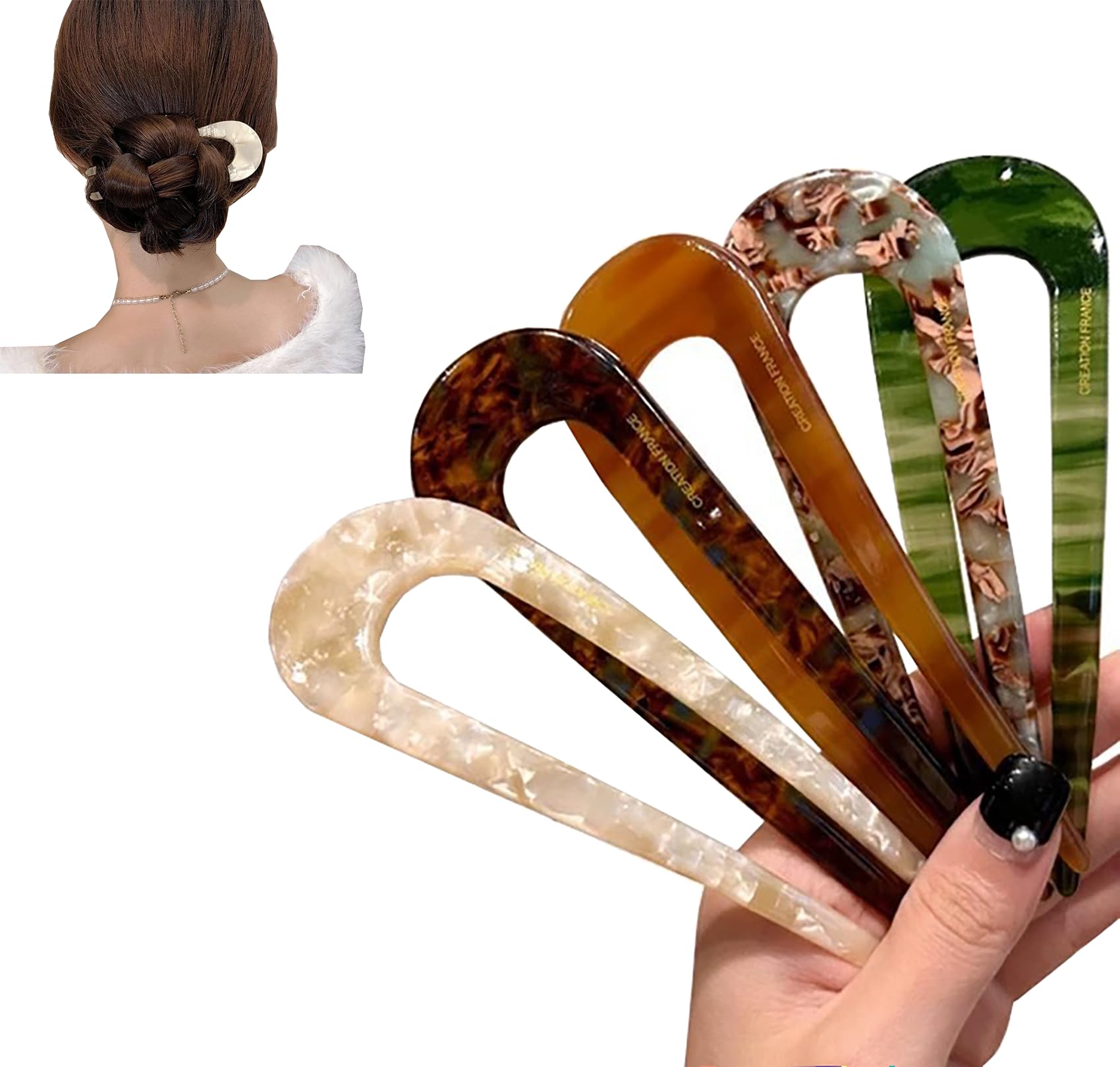 Amazon.co.jp: LeTradeJP かんざしU字型 簪 べっ甲柄 セット Uピン  