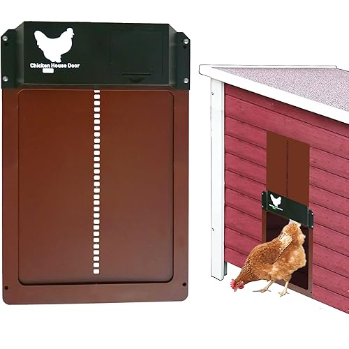 Automatic Chicken Coop Door, Smart Light Sensor Chicken Coop Opener, Auto Morning Opening and Evening Closing, Waterproof Exterior Outdoor Chicken Rearing Safety, Operated by Battery (Not Included)