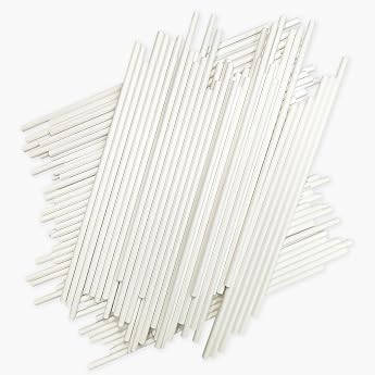 Pack of 100 15 cm White Paper Lollipop Sticks Cake Pop Sticks Suction Cups for Biscuits Rainbow Sweets Chocolate Cake Decoration etc. 6 inches 100