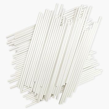 200 Count 6 INCH White Paper Lollipop and Cake Pop Sticks,Sucker Sticks for Cookies,Rainbow Candy,Chocolate,Cake TopperDia 4mm