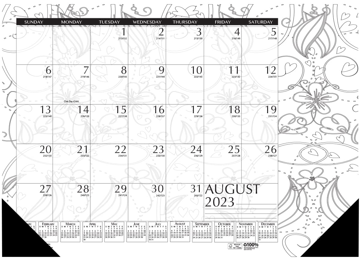 House of Doolittle2023 - 2024 Monthly Desk Pad Calendar, Academic, Black and White Doodle, 22 x 17 Inches, August - July (HOD1875-24)