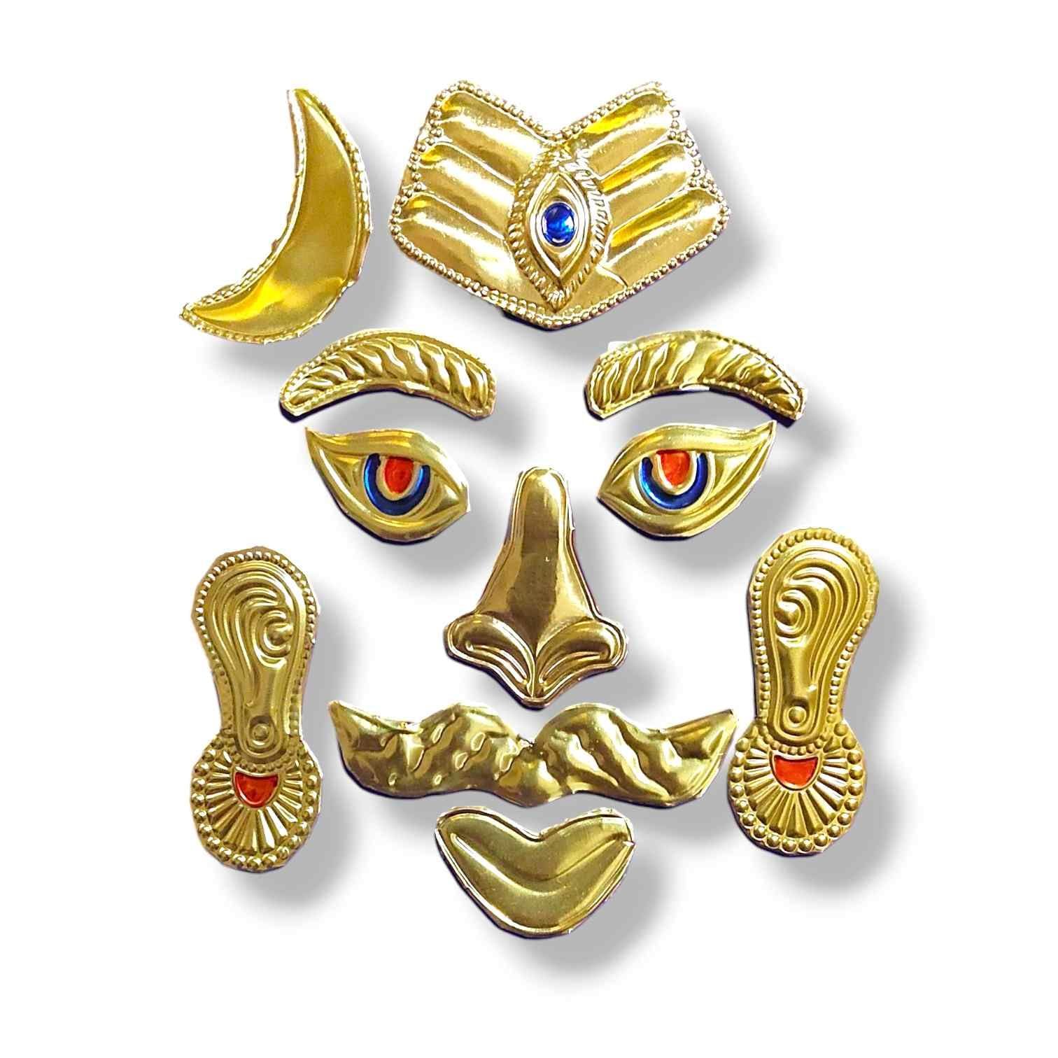 Golden Shiv Ji Shringar Set – 7 pc Shrangar [ Eyes with Eyebrow, Lips, Tripund, Nose, Mustache, Moon, Ears] Set for Mahadev ji By The Kanha Store-image-21