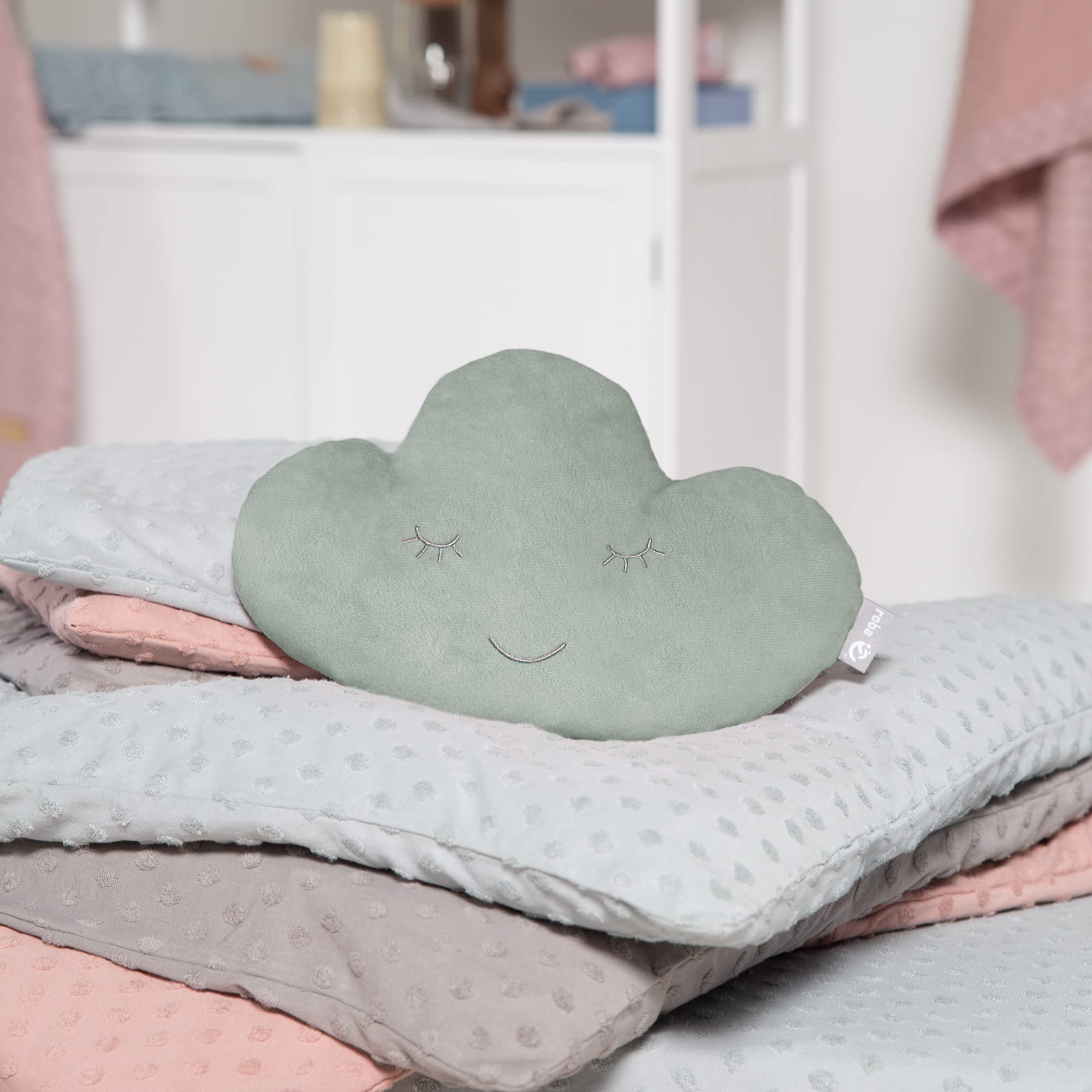 roba Style Cuddly Cushion Cloud Frosty Green Fluffy Decorative Cushion for Baby and Children's Room 205010V241 19 x 32 x 9 cm - Image 2