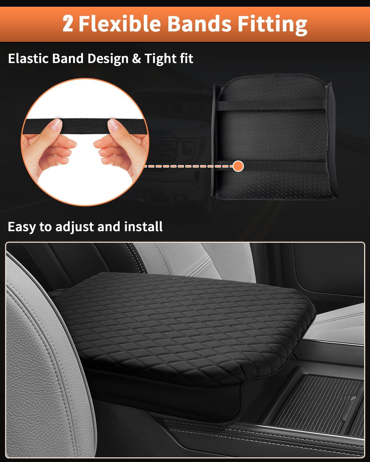 Shademax Custom Fit for Center Console Cover 2019-2024 2025 2026 GMC Sierra 1500/Chevy Silverado 1500 2500HD 3500HD Armrest Cushion Pad Cover PU Leather Sierra Silverado Accessories Anti-Scratch Black