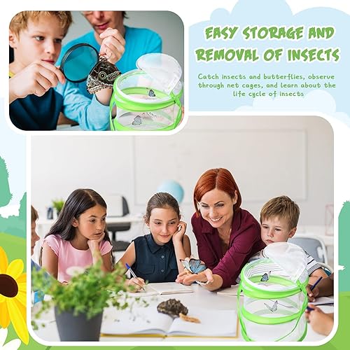Miniatura 6 de Sherr 10 unidades de mini jaula de hábitat de mariposa de malla transparente para jaula de red de mariposa, contenedor plegable, terrario de 6.3 x