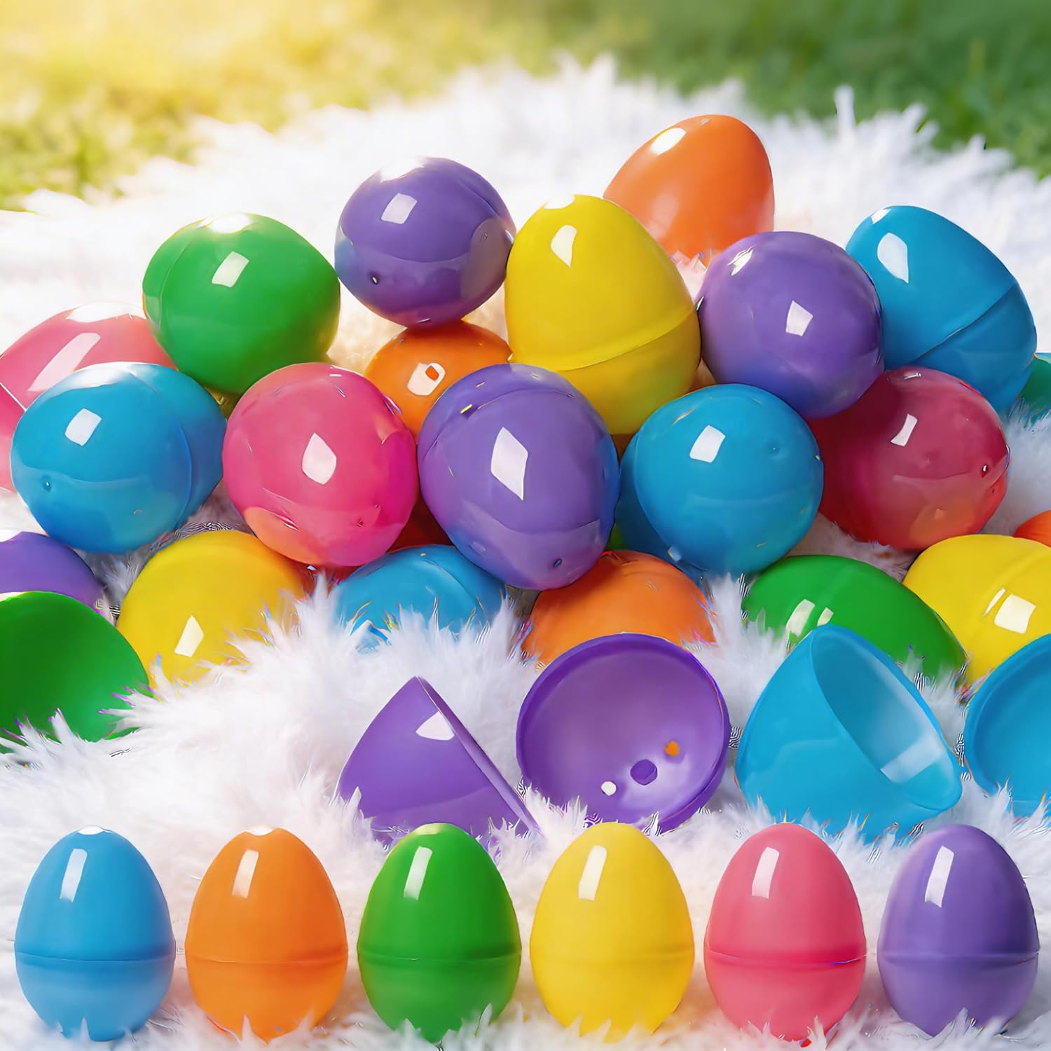 Fillable Easter Eggs 2.4" Inch Hinged Colorful Bright & Thick Plastic Shells Easter Eggs,Perfect for Easter Egg Hunt, Suprise Egg, Easter Hunt(36 Pack)