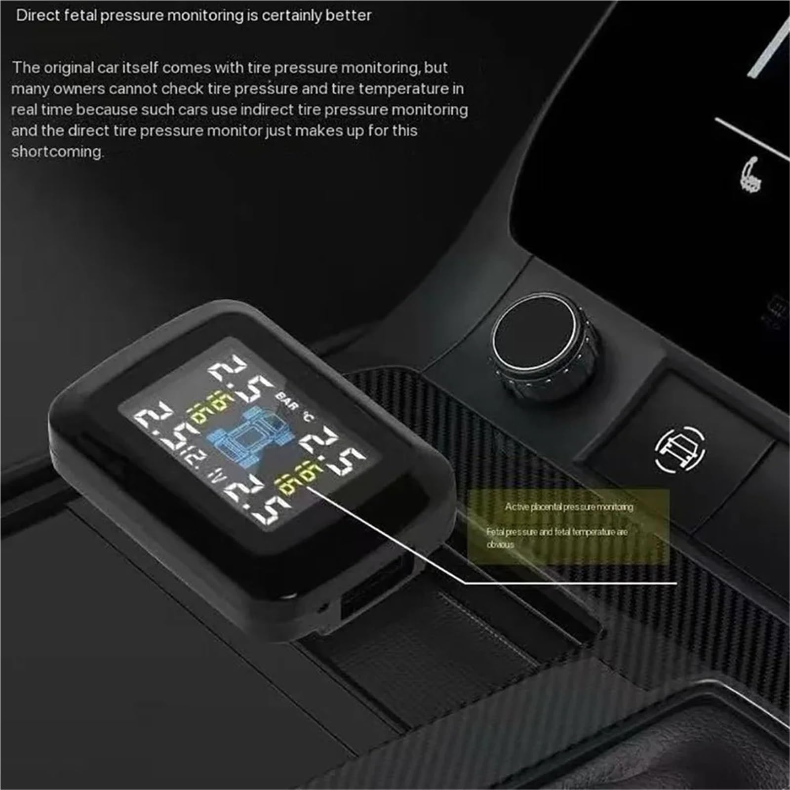 Sensor de Presión de Neumáticos Monitoreo Presión Neumáticos TPMS para Automóvil, Presión Aire Neumáticos, Indicador Temperatura, Advertencia para 4 Sensores(Internal Sensor)