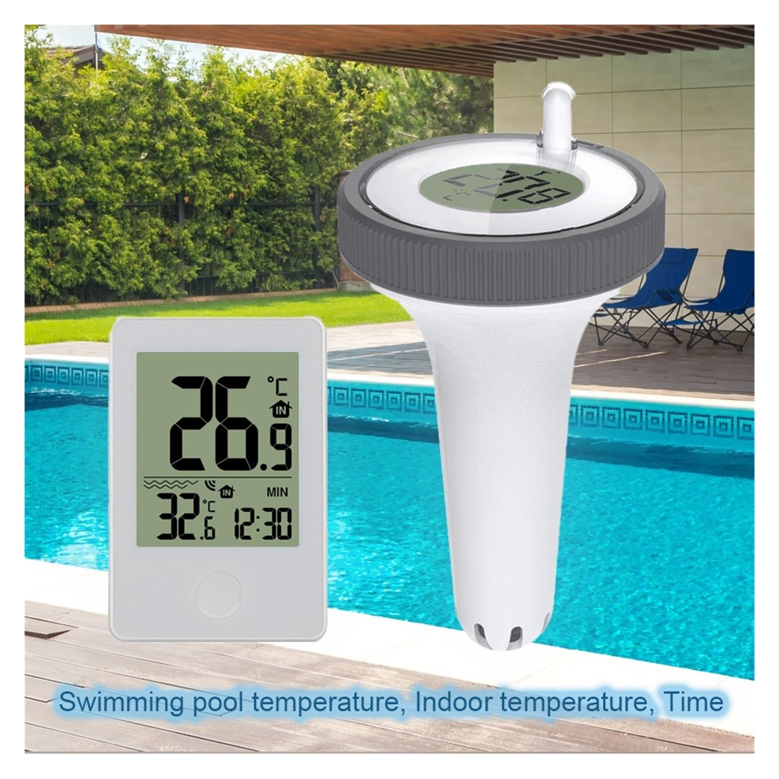 Termómetro Digital For Piscina, Termómetros Flotantes For Exteriores Utilizados For, Baños, Acuario, Pantalla LCD Preciso Rápido Monitorización Tiempo Real