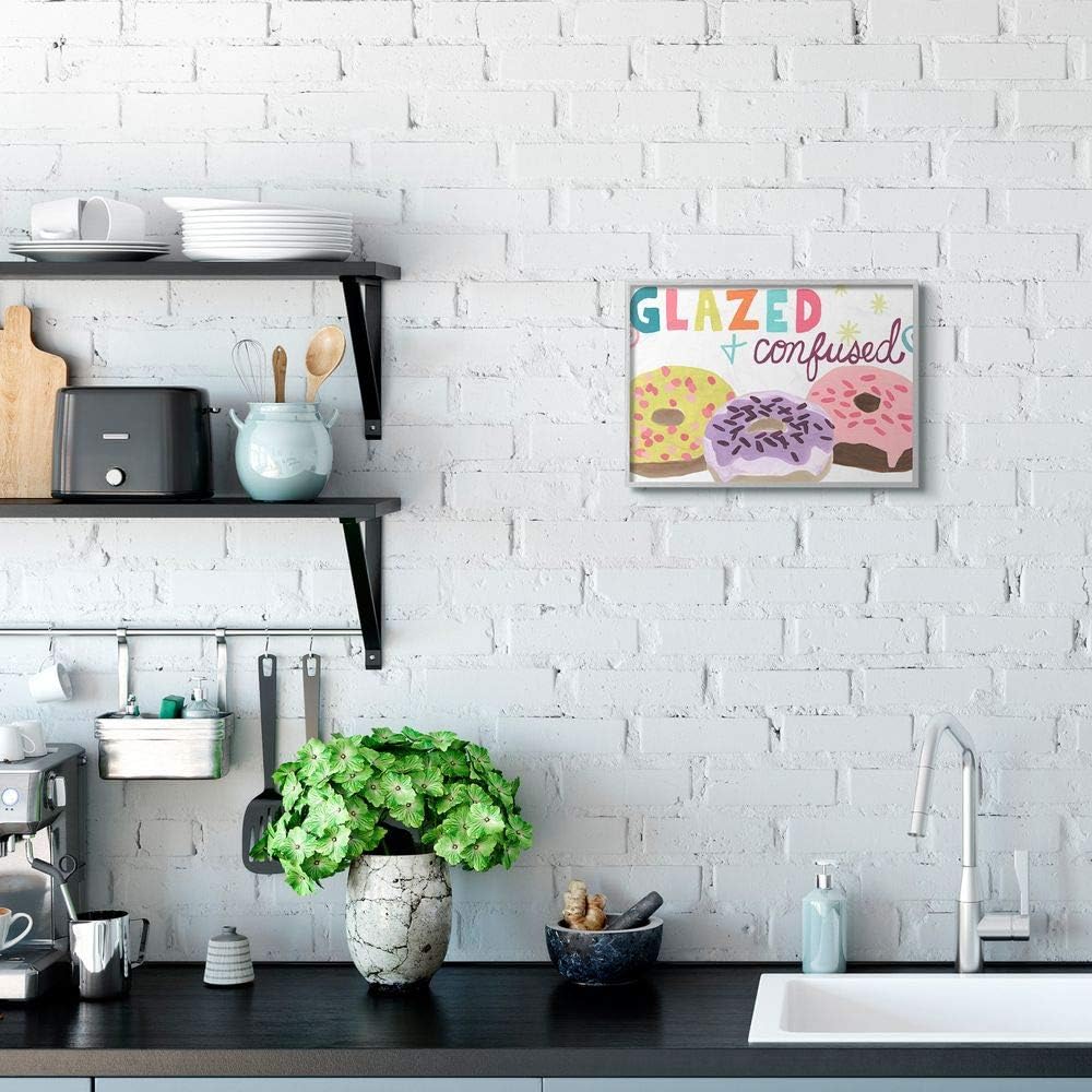 Stupell Industries 'Glazed and Confused Donuts'| Framed Giclee Art | Stupell Industries | Gray, 14 x 11 Inches, Easy to Hang and Sturdy, Made in USA, by June Erica Vess