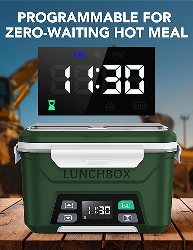 Miniatura 3 de EAST OAK Fiambrera eléctrica inalámbrica para adultos, lonchera calentada a pilas con calefacción automática, calentador de alimentos portátil de