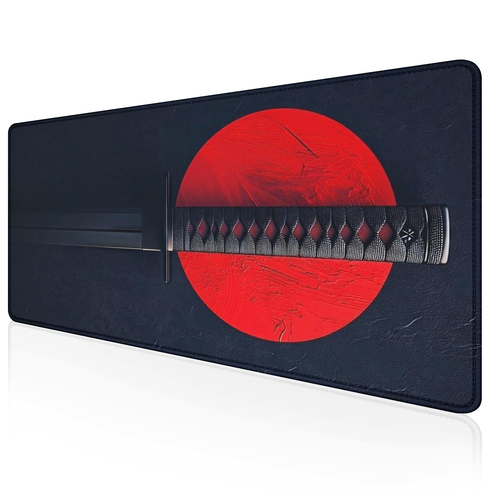MYPCWALA- Extended Gaming Mouse Pad 60×30 cm | Large Desk Mat with Samurai Sword and Red Sun Design | Non-Slip Rubber Base, Smooth Surface, Stitched Edges for Keyboard and Mouse|-image-27